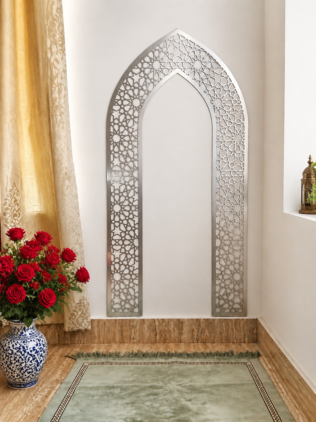 Mehrab Arch Wall Art - Primiem Gold and Silver
