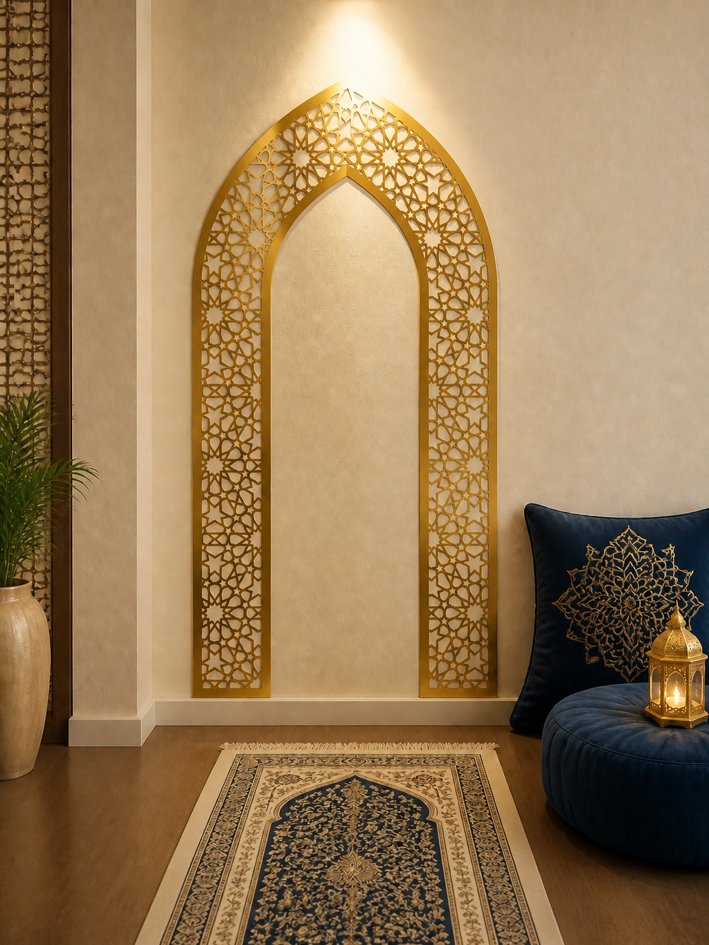 Mehrab Arch Wall Art - Primiem Gold and Silver