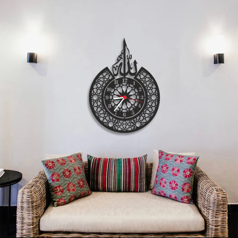 Allah (SWT) name and Premium Metal Islamic Wall Clock